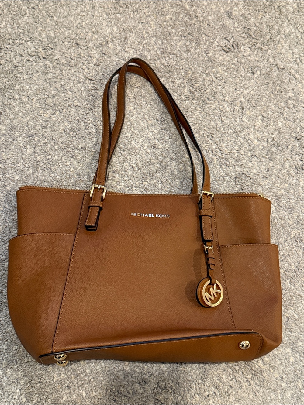 Michael Kors Cognac Leather Tote with Dual Straps